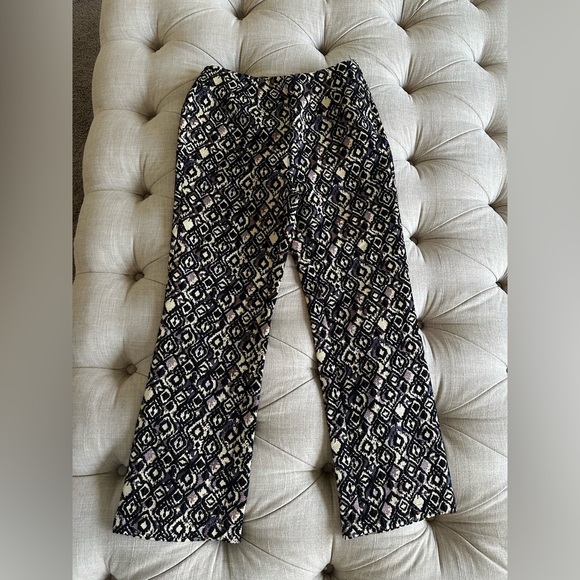 Free People Black and Cream Patterned Trousers - Picture 3 of 9